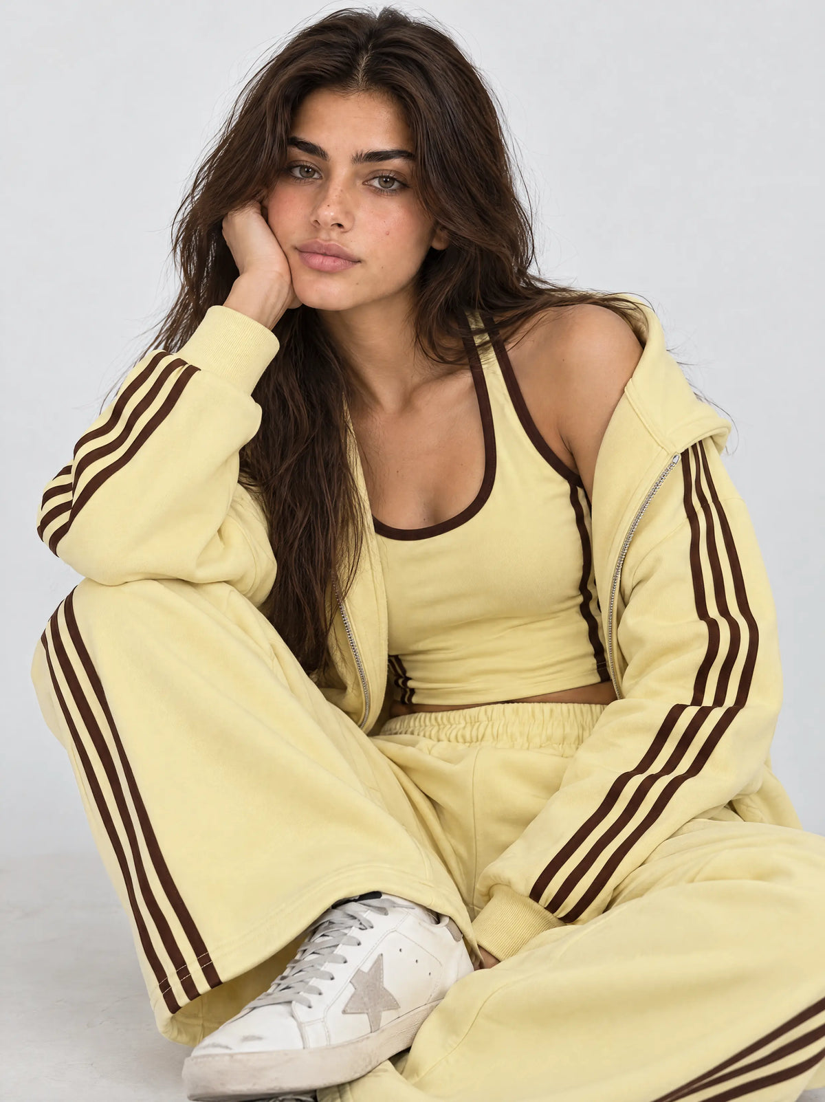 BUTTER YELLOW/BROWN STRIPY JACKET