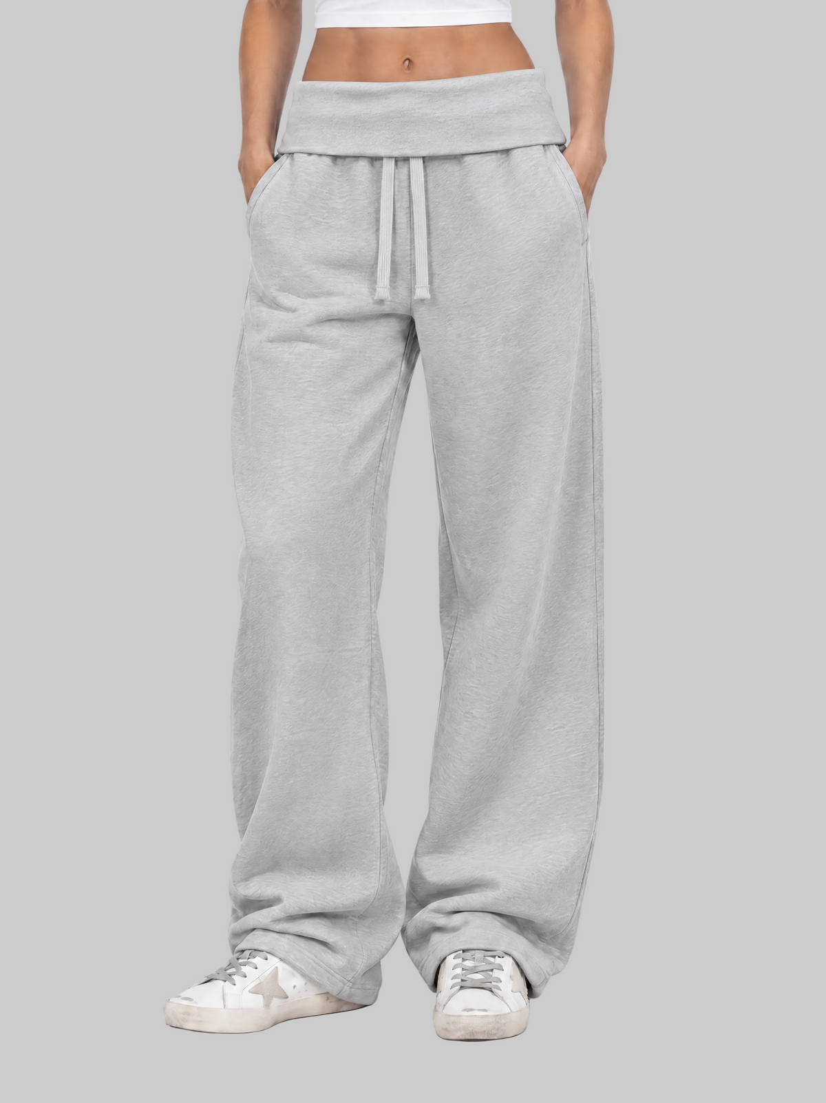 GREY FOLDED SWEATPANTS