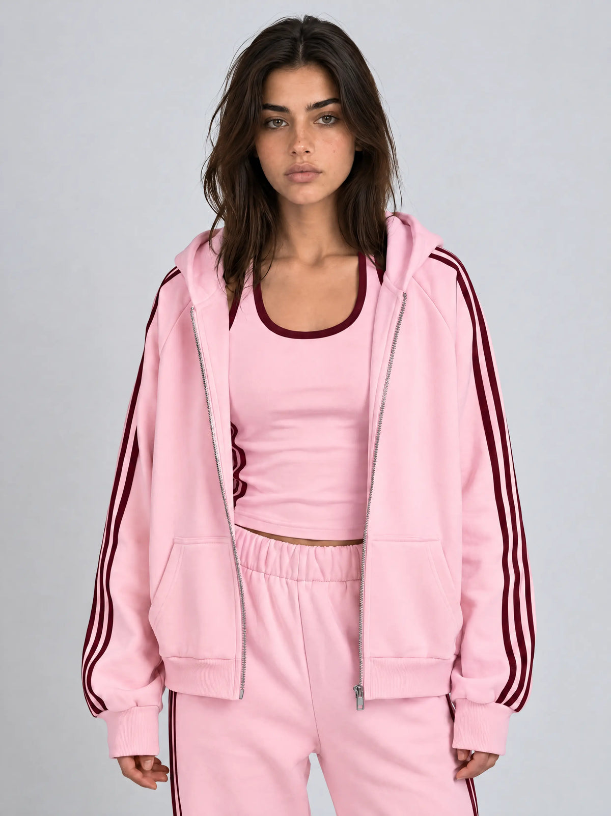 FULL PINK/BURGUNDY STRIPY SET