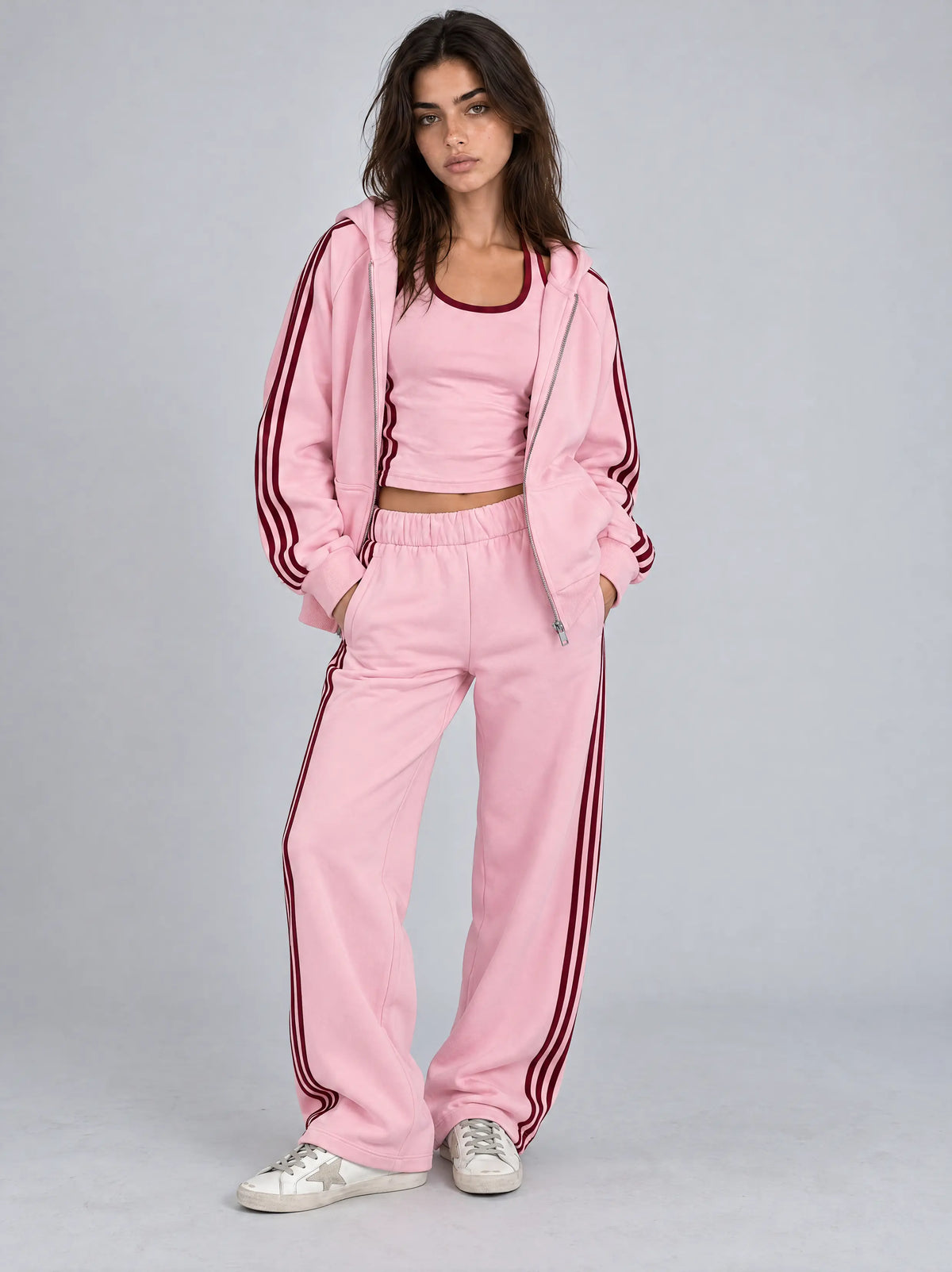 PINK/BURGUNDY STRIPY PANTS