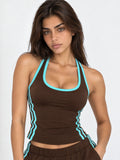 BROWN/MINT STRIPY TOP